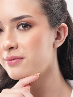 Carlton London - 925 Sterling Silver Rhodium Plated Cz Fancy Petite Stud Earrings