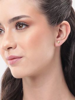 Carlton London - 925 Sterling Silver 18Kt Gold Plated Cz Stud Earrings