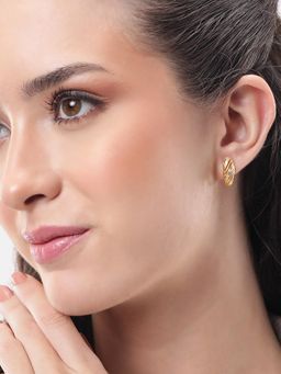 Carlton London - 925 Sterling Silver 18Kt Gold Plated Cz Half Hoop Earrings