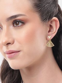 Carlton London - 925 Sterling Silver 18Kt Gold Plated Triangular Drop Earrings