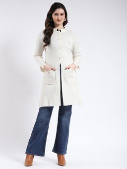 Monte Carlo - White Solid Regular Cardigan