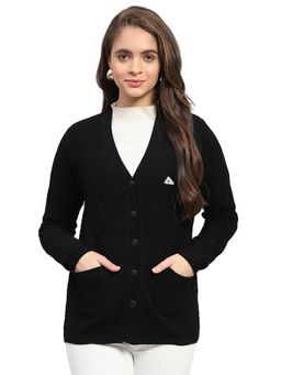 Monte Carlo - Black Self Design Regular Cardigan
