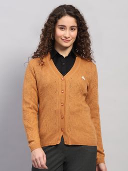 Monte Carlo - Mustard Self Design Regular Cardigan
