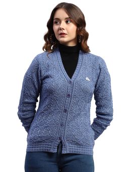 Monte Carlo - Blue Self Design Regular Cardigan