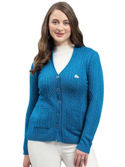 Monte Carlo - Teal Self Design Regular Cardigan