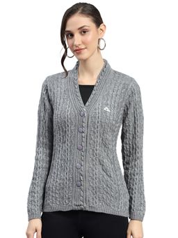 Monte Carlo - Grey Self Design Regular Cardigan
