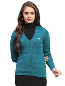 Monte Carlo - Teal Self Design Regular Cardigan