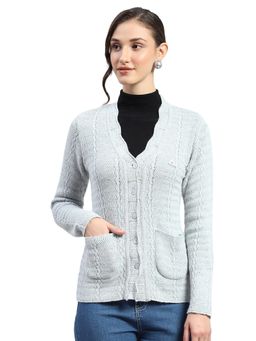 Monte Carlo - Blue Self Design Regular Cardigan