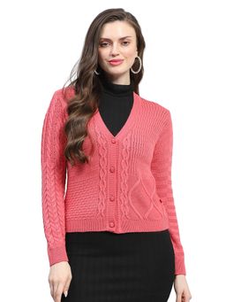 Monte Carlo - Pink Self Design Regular Cardigan