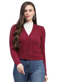 Monte Carlo - Purple Self Design Regular Cardigan
