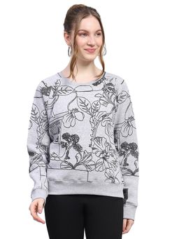 Monte Carlo - Grey Printed Regular Sweatshirt
