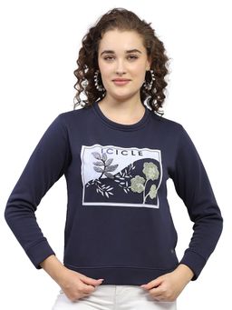 Monte Carlo - Navy Blue Printed Regular Sweatshirt