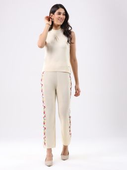 Monte Carlo - Cream Solid Regular Top and Pant