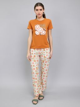 Monte Carlo - Rust Printed Regular T-Shirt and Pant