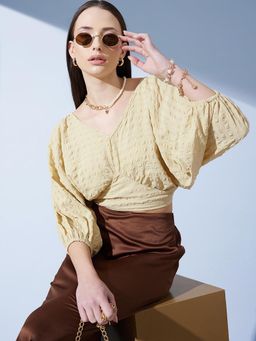 STREET 9 - Yellow Self Design Regular Top