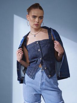 STREET 9 - Blue Solid Regular Top