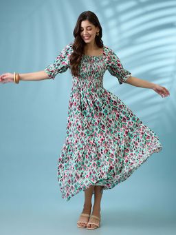 Globus - Women Multi-Color Rayon Square Neck Dress