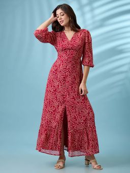 Globus - Women Pink Georgette V-Neck Dress