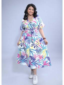 French Theory - Floral A-Line Dress with Belt- White