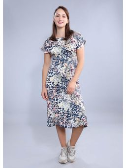 French Theory - Multi-Color Satin Printed A-Line Dress