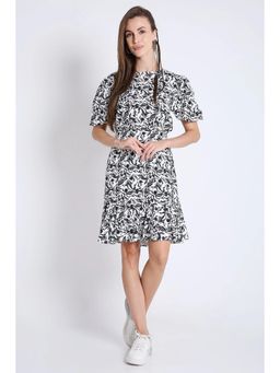 French Theory - Printed Short Dress with Balloon - Black