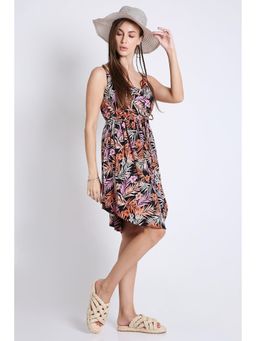 French Theory - Printed Cowl Neck Summer Dress - Black