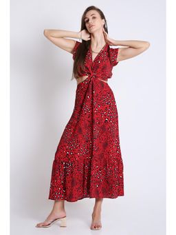 French Theory - Printed Viscose Resort Vibe Long Dress - Red