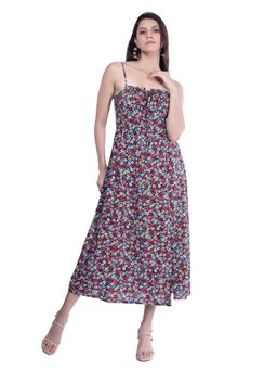 French Theory - Black Floral Printed Midi Dress