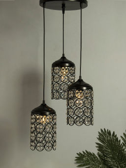 Homesake - Round Cylinder Chandelier Quad Crystal Light