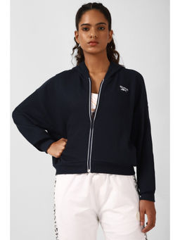 Reebok - Women Rie Waffle Full Zip Sweatshirt Navy Blue
