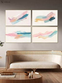 Nestroots - Abstract Four-Piece Painting Set Canvas Painting Gold Floating Frame