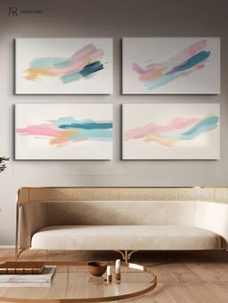 Nestroots - Abstract Four-Piece Painting Set Canvas Painting Multi-Color Canvas Stretch