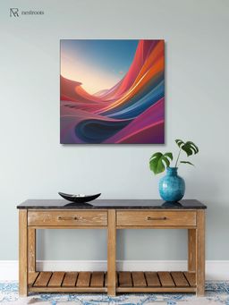 Nestroots - Black and White Brushstroke Canvas Printed Wall Painting Black Floating Frame