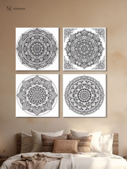 Nestroots - Colorable Circular Art Set Printed Wall Painting Multi-Color Stretch (Pack Of 4)