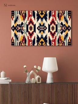 Nestroots - Traditional Ikat Canvas Wall Art Painting Multi-Color Canvas Stretch