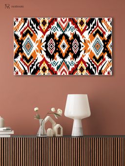Nestroots - Classic Ikat Canvas Wall Art Painting White Floating Frame