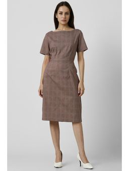 Van Heusen - Women Brown Check Formal Dress