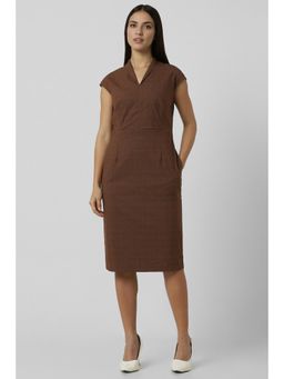 Van Heusen - Women Brown Check Formal Dress