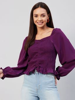 RARE - Women Purple Sweetheart Solid Top