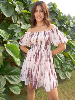 RARE - Women Multi-Color Off Shoulder Animal Print Mini Dress