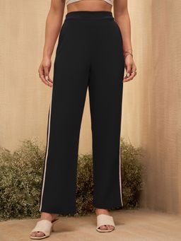 RARE - Women Black Solid Straight Trouser