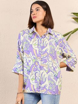 RARE - Women Multi-Color Collar Neck Printed Shirt