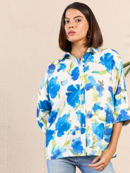 RARE - Women Multi-Color Collar Neck Floral Printed Shirt