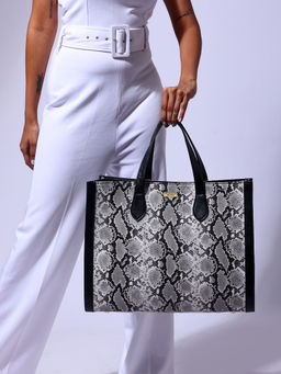 Modern Myth - Grey & Black Snake Cosmic Tote