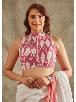 SALWAR STUDIO - Pink Ikat Cotton Blouse