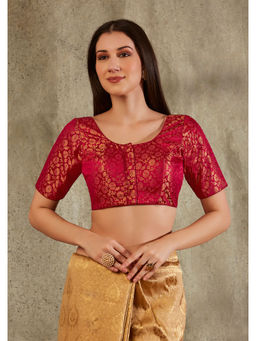 SALWAR STUDIO - Maroon Brocade Woven Design Blouse