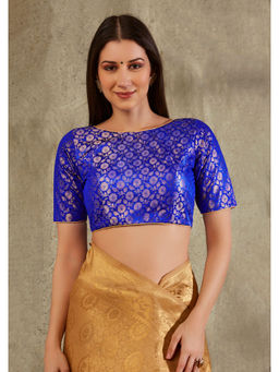 SALWAR STUDIO - Royal Blue Brocade Woven Design Blouse