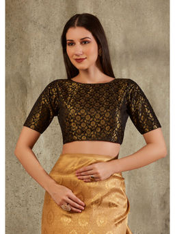 SALWAR STUDIO - Black Brocade Woven Design Blouse