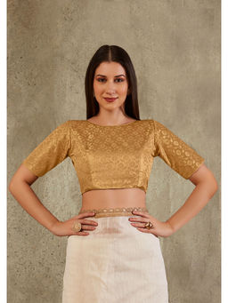 SALWAR STUDIO - Gold Brocade Woven Design Blouse