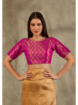 SALWAR STUDIO - Pink Brocade Woven Design Blouse